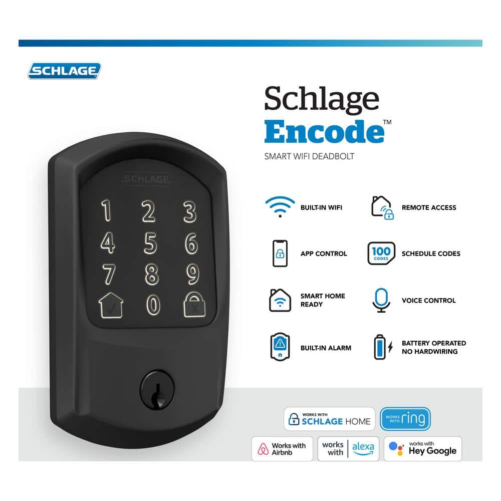 Matte Black WiFi Electronic Deadbolt with Touchscreen