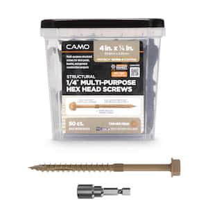 1/4 in. x 4 in. Hex Head Multi-Purpose Hex Drive Structural Wood Screw - PROTECH Ultra 4 Exterior Coated (50-Pack)