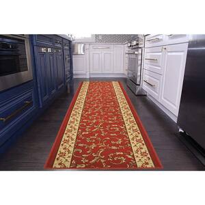Veronica Cut to Size Red Color 26" Width x Your Choice Length Custom Size Slip Resistant Runner Rug