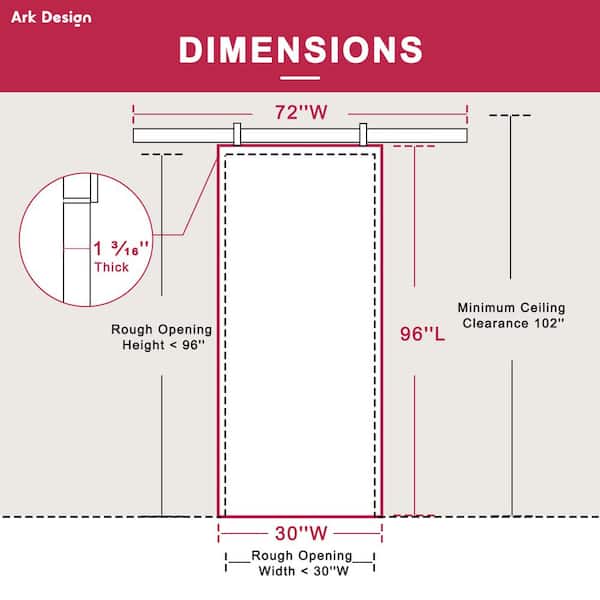 30 in. x 96 in. White Paneled H Style White Primed MDF Sliding Barn Door with Hardware Kit Without Soft Close
