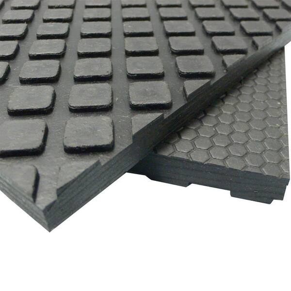 RevTime Rubber Gym Equipment Mat 6 X 4 Feet (72" X 48") Thick 1/4" (6 Mm) Heavy Duty Durable Rubber Mat For GYM, Fitness Mat, Treadmill Mat, Pickup Mat, Truck Mat, Black With Blue Flecks