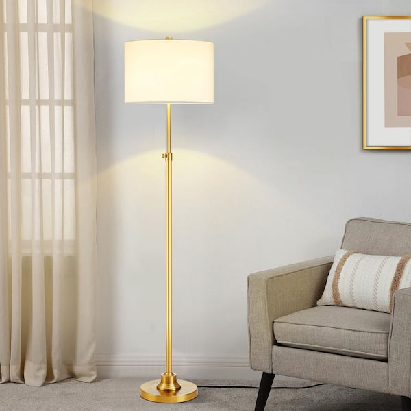 KAWOTI 63.5 in. Antique Brass Adjustable Standard Floor Lamp with