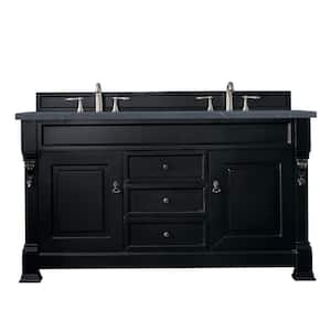 Brookfield 60 in. W x 23.5 in. D x 34.3 in. H Bath Double Vanity Cabinet in Antique Black with top in Charcoal Soapstone