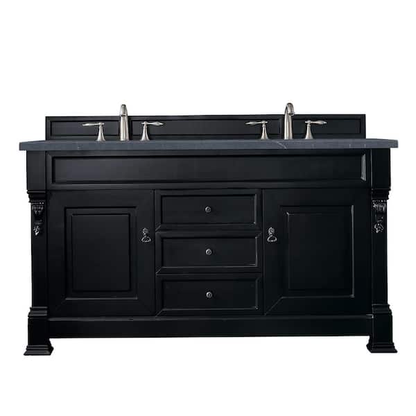 James Martin Vanities Brookfield 60 in. W x 23.5 in. D x 34.3 in. H Bath Double Vanity Cabinet in Antique Black with top in Charcoal Soapstone