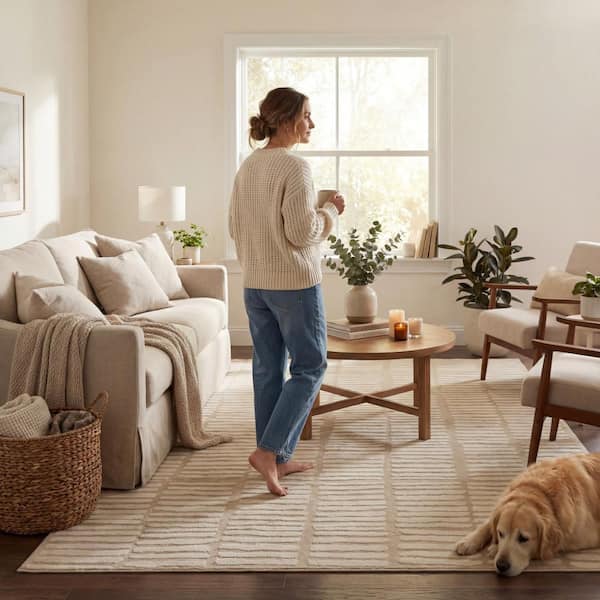 nuLOOM Kailani Geometric Machine Washable Cream 9 ft. x 12 ft