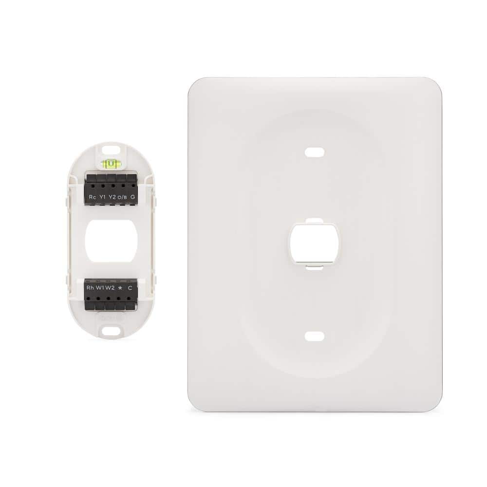 Black and White Smart WiFi Programmable Thermostat with Trim Plate