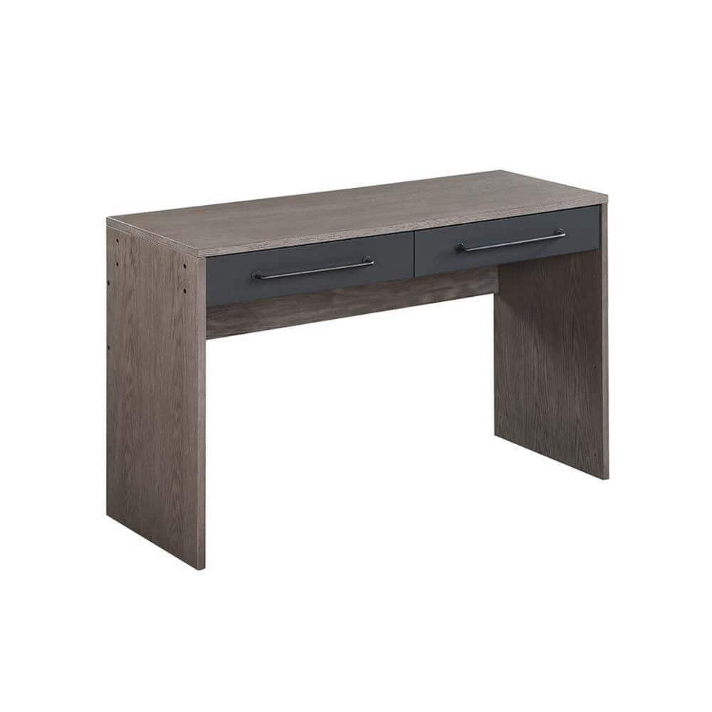 Benjara 46 In. Rectangular Gray Wood Top 2-Drawer Writing Desk With ...