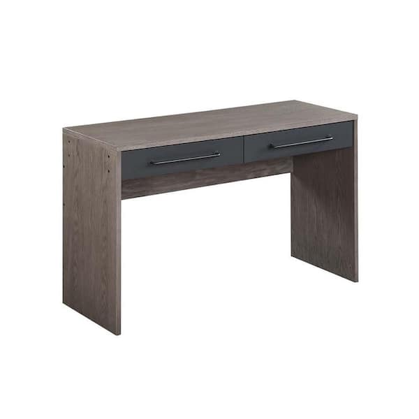 Benjara 46 in. Rectangular Gray Wood Top 2-Drawer Writing Desk with Wooden Frame