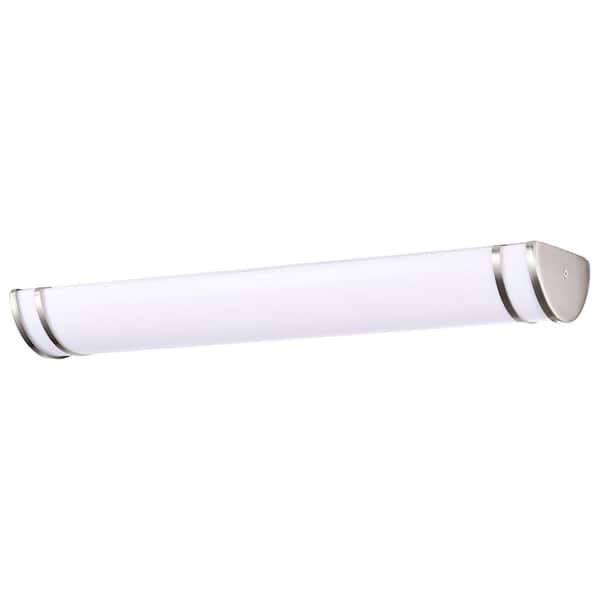 Glamour 25 in. 1-Light Brushed Nickel Integrated LED Vanity Light with White Acrylic Lens, CCT Selectable