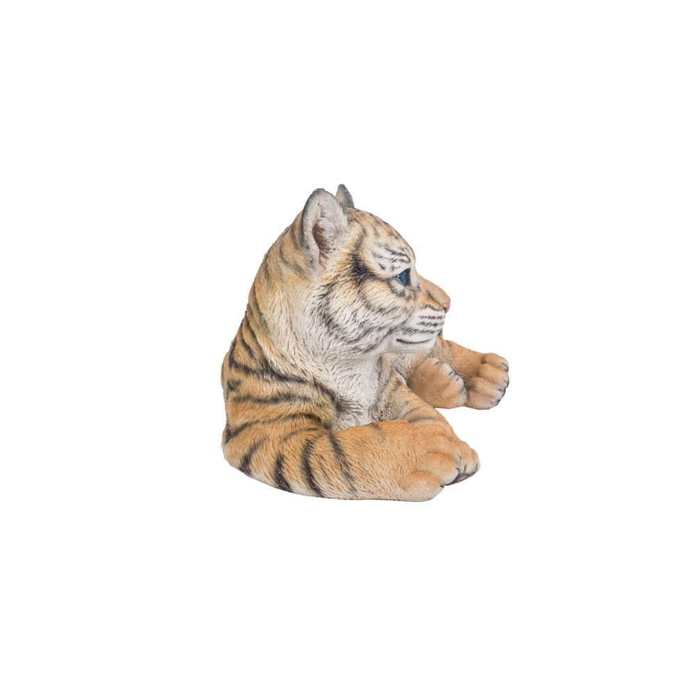 Adorable Yellow and Orange Polyresin Baby Tiger Cub Statue