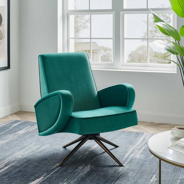 MODWAY Superior Teal Performance Velvet Swivel Chair EEI 5027 TEA