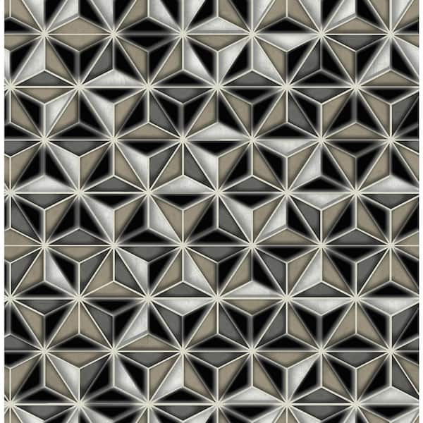 Seabrook Designs Einstein Geometric Metallic Silver and Black Paper Strippable Roll (Covers 56 sq. ft.)