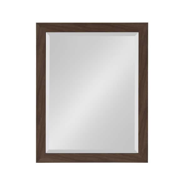 DesignOvation Beatrice 17.5 in. W x 23.5 in. H Framed Rectangular Beveled Edge Bathroom Vanity Mirror in Walnut Brown