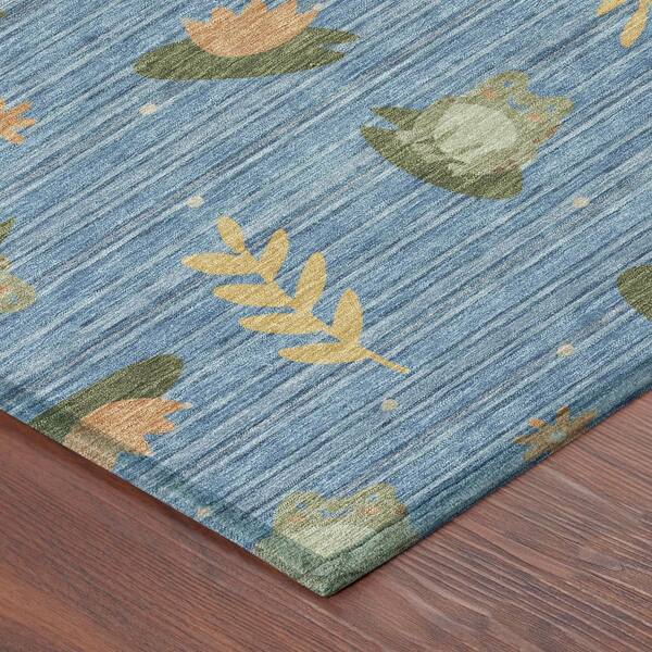 Chantille Machine Washable Indoor/Outdoor Abstract ACN2795 Blue 8 ft. x 8 ft. Round Rug