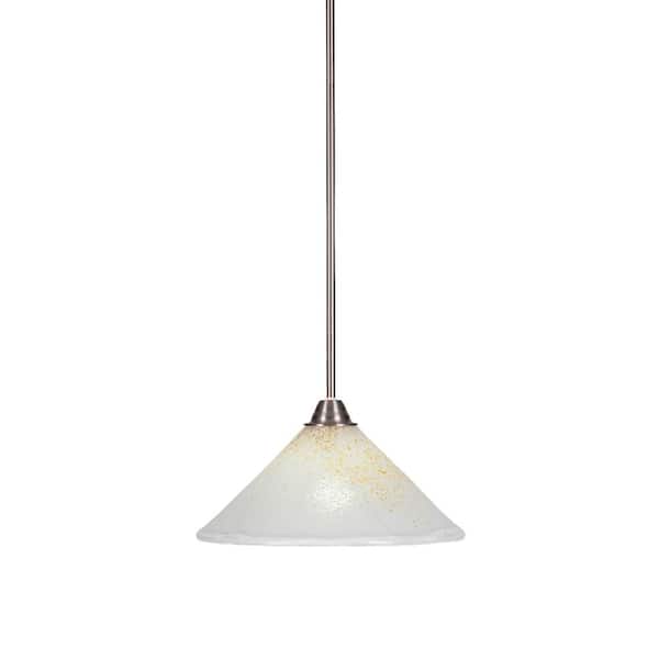 Unbranded Madison 100-Watt 1-Light Brushed Nickel Bowl Mini Pendant Light with Glass Shade