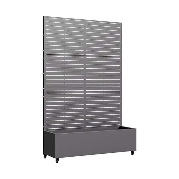 Dovelina 73 in. x16 in. x47 in. Gray Metal Iron Raised Beds Planter Box with Attached Trellis for Climbing Vegetation