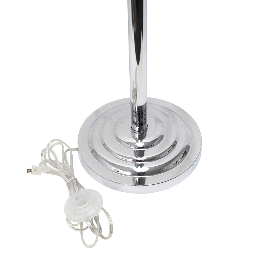 Glamorous Chrome and Black Crystal Floor Lamp with Barrel Shade