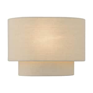 Parkside 11 in. 1 Light Antique Gold Leaf Mid Century Modern ADA Wall Sconce with Hand Crafted Parchment Fabric Shade