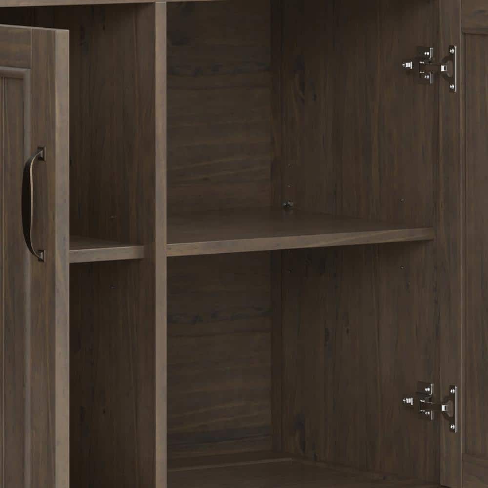 Lev 60'' Smoky Brown Solid Wood Adjustable Shelving Cabinet