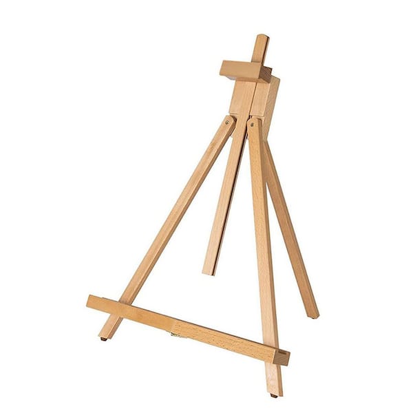 Adjustable Beechwood A-Frame Tabletop Easel Tripod Display Stand with Folding Design Stable Support for Canvas