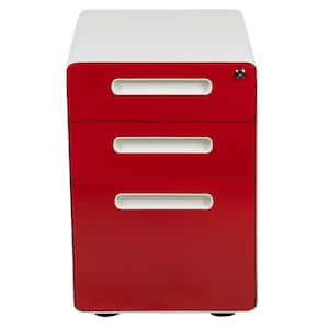 White and Red Filing Cabinet
