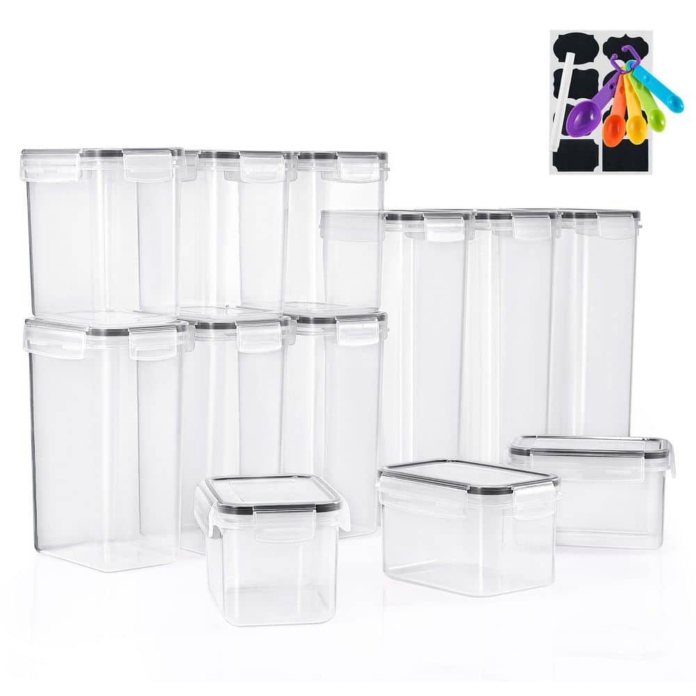 Food Storage Containers, 12 Pieces, Clear, Air Tight, Multipack, Dry Food D