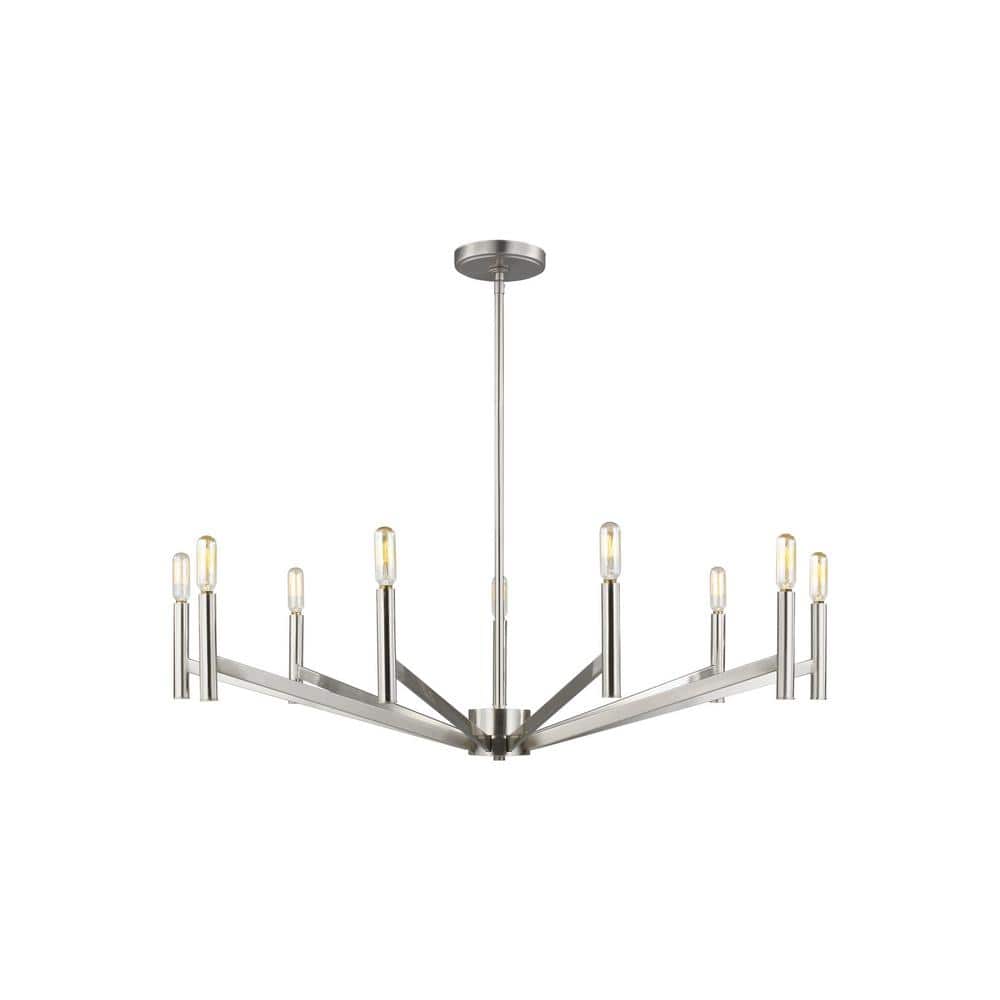 Brushed Nickel 9-Light Industrial Chandelier