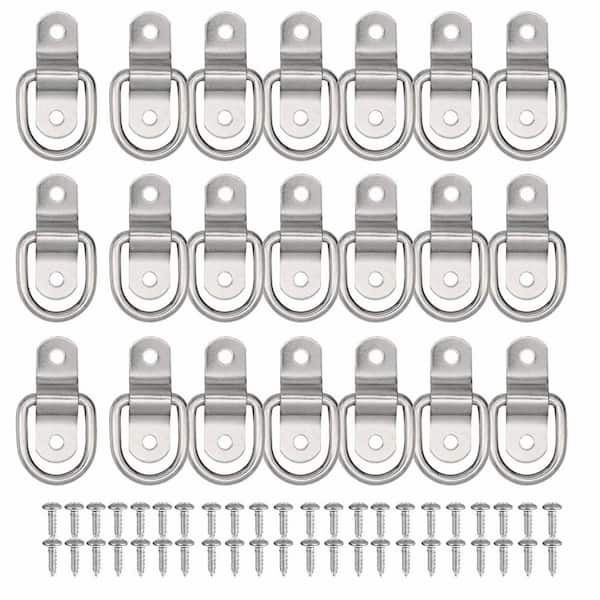 24-Pack Heavy Duty 1/4 in. Metal D Ring Tie Down Anchors with Mounting Brackets for Trailer Truck Camper Cargo