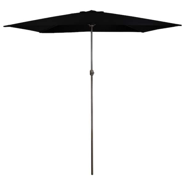 Northlight 10 ft. x 6.5 ft. Outdoor Market Patio Umbrella with Hand Crank in Black