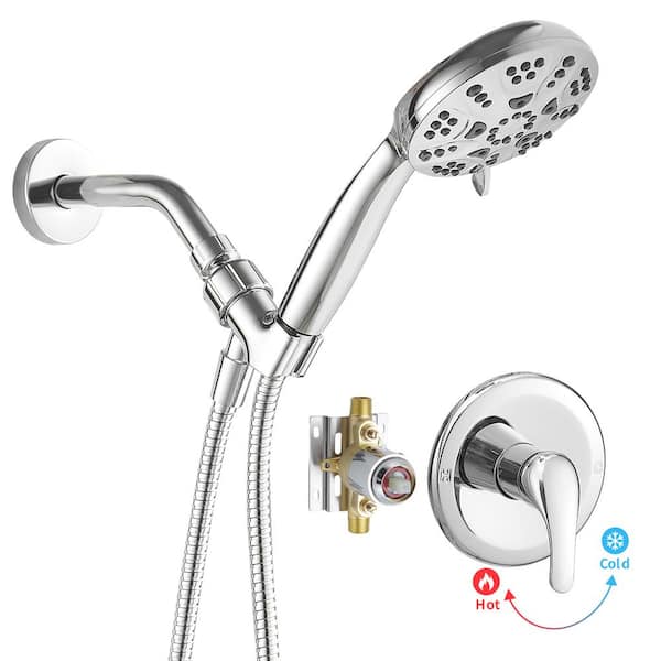 Single Handle 6-Spray Shower Faucet 2.5 GPM with High Pressure in Polished Chrome