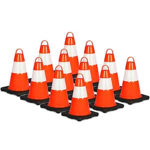 12 in. PVC Cone - 12-Pieces High Visibility Structurally Stable for Traffic, Parking, and Construction Safety (Orange)