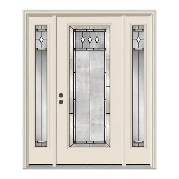 JELD-WEN 62 in. x 80 in. Full Lite Mission Prairie Primed Steel Prehung Right-Hand Inswing Front Door with Sidelites