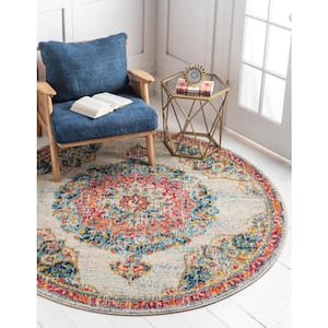 Penrose Alexis Ivory 3 ft. 3 in. x 3 ft. 3 in. Round Rug