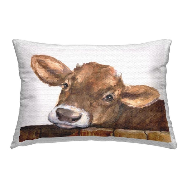 Cattle Resting on Fence Outdoor Printed Throw Pillow by GeorgeDyachenkoArt