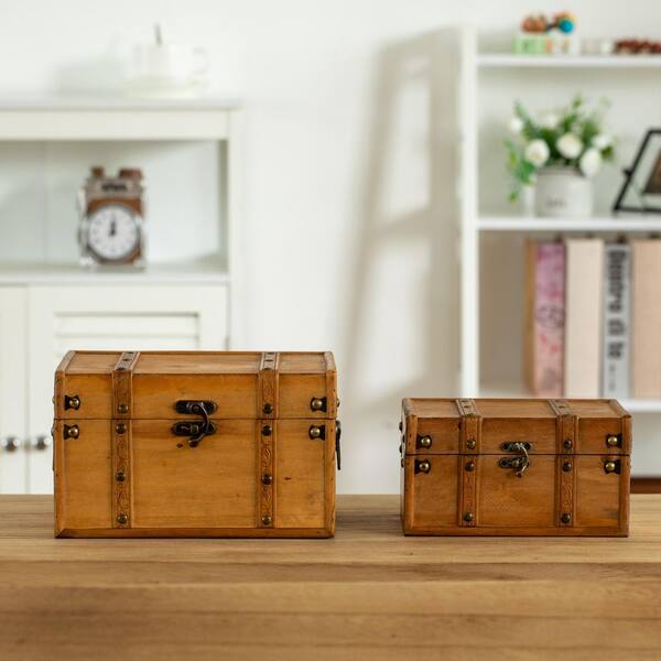 Vintiquewise Farmhouse Antique-Style Wood Treasure Chest with