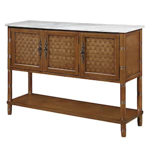47.24 in. W x 13.98 in. D x 34.25 in. H Oak Brown Linen Cabinet with Open Shelf