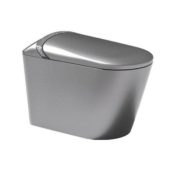 Tankless Smart Elongated Bidet Toilet 1.28 GPF in Matte Gray with Auto Lid Open/Close, Auto flushing, Foot sensor