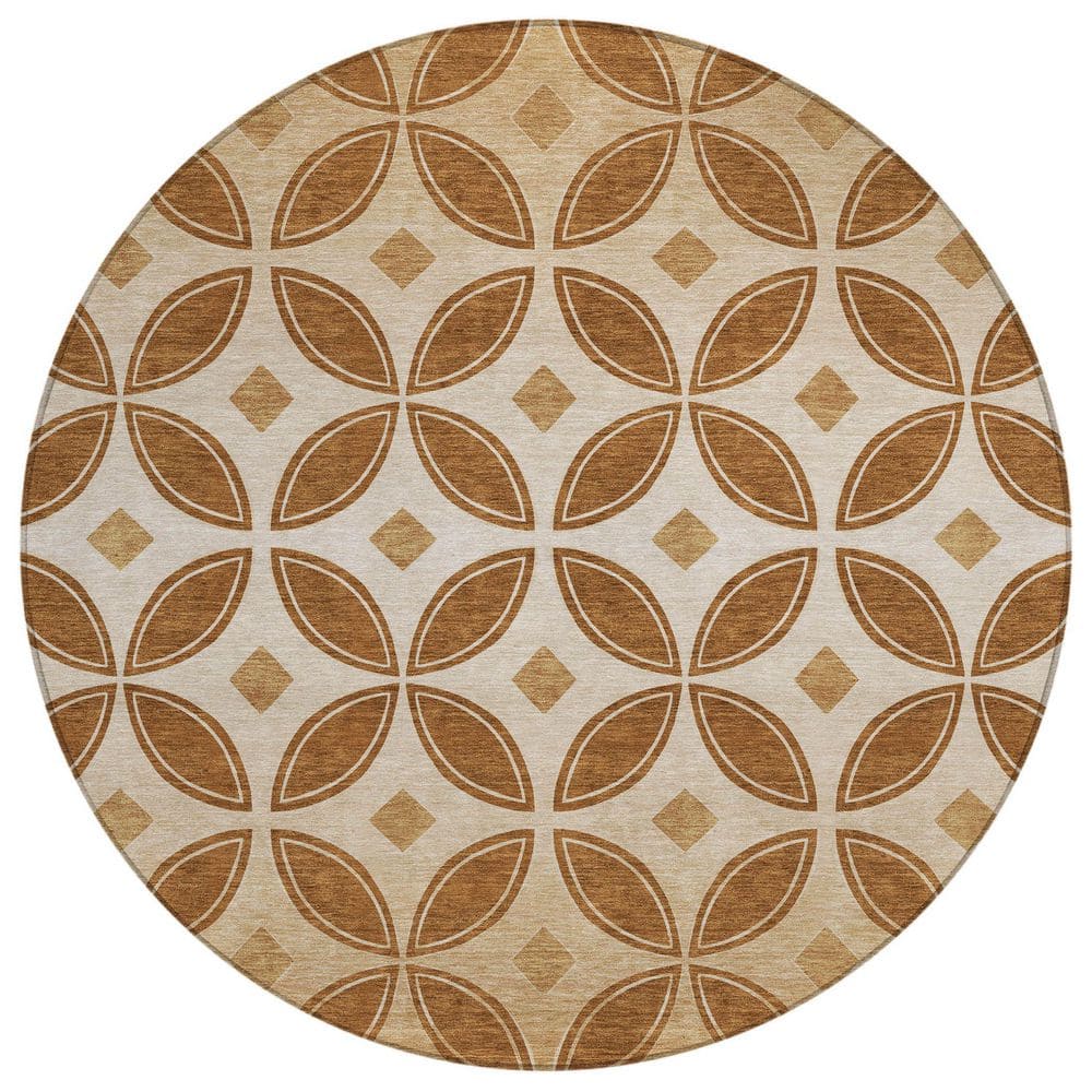 Chantille Machine Washable Indoor/Outdoor Abstract ACN2423 Paprika 8 ft. x 8 ft. Round Rug price history on PriceWatchPro