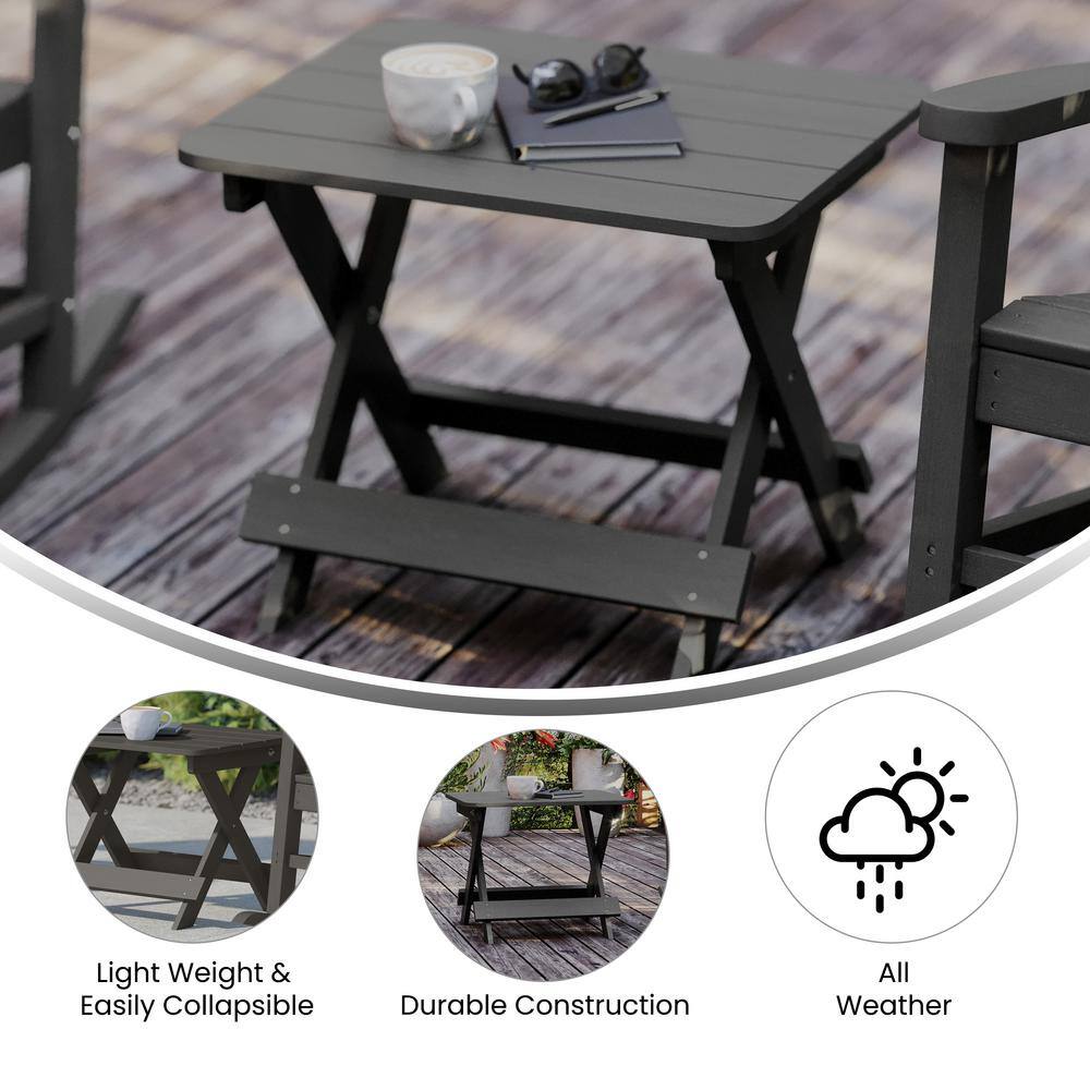 Gray HDPE Folding Adirondack Outdoor Side Table