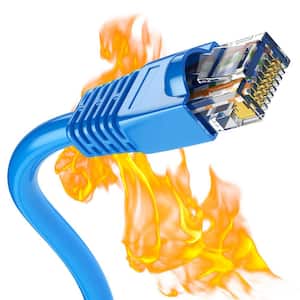 100 ft. Blue CMP Cat 6E 600MHz 23AWG Solid Bare Copper Ethernet Network Cable with RJ74 Ends Fire Resistant