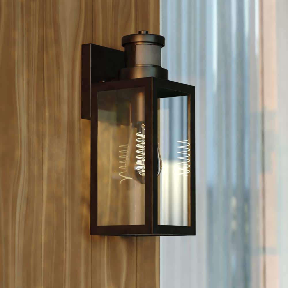 Lombard 4.75 in. 1-Light Black Motion Sensor Dusk to Dawn Outdoor Wall Lant