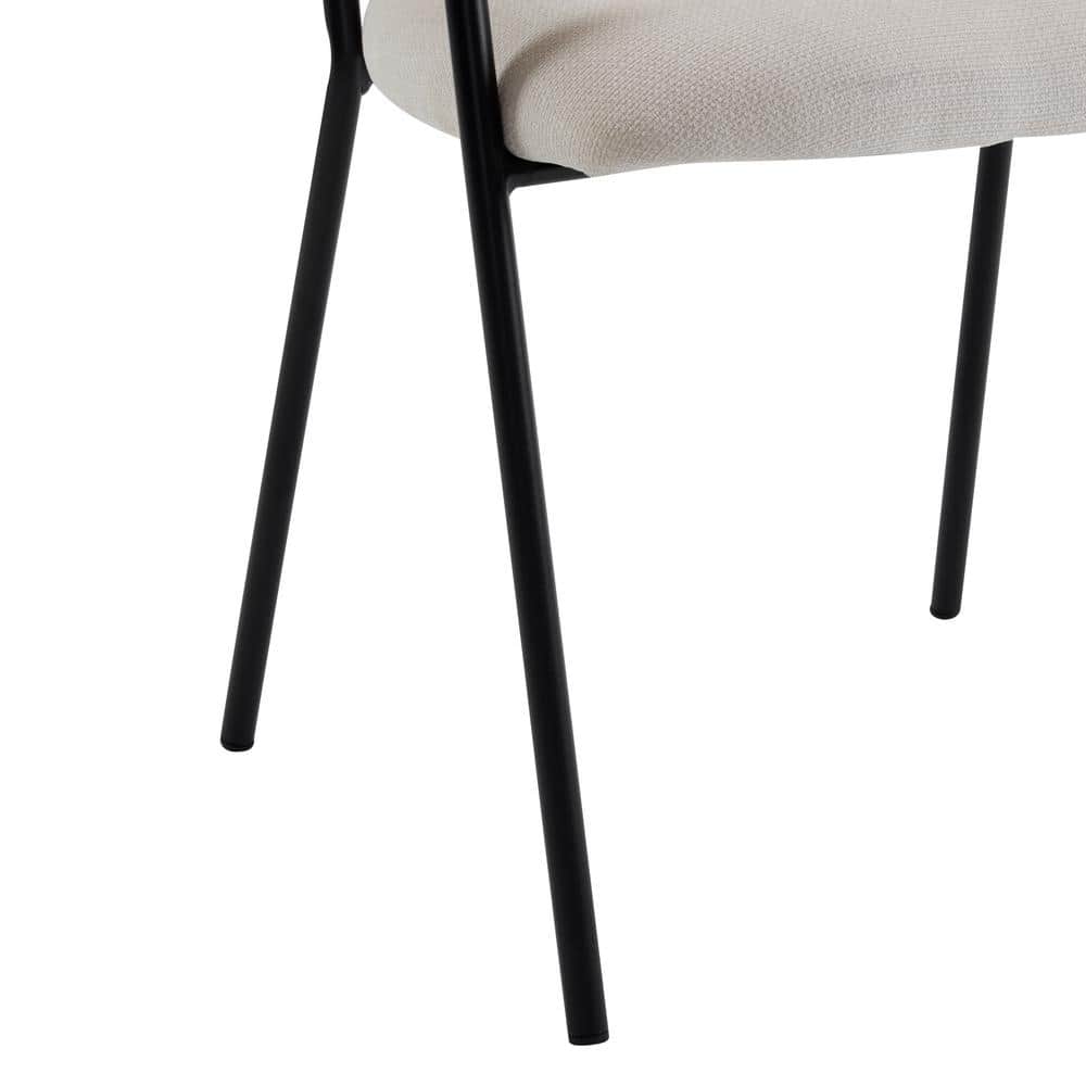 Beige and Black Upholstered Metal Arm Chair Set