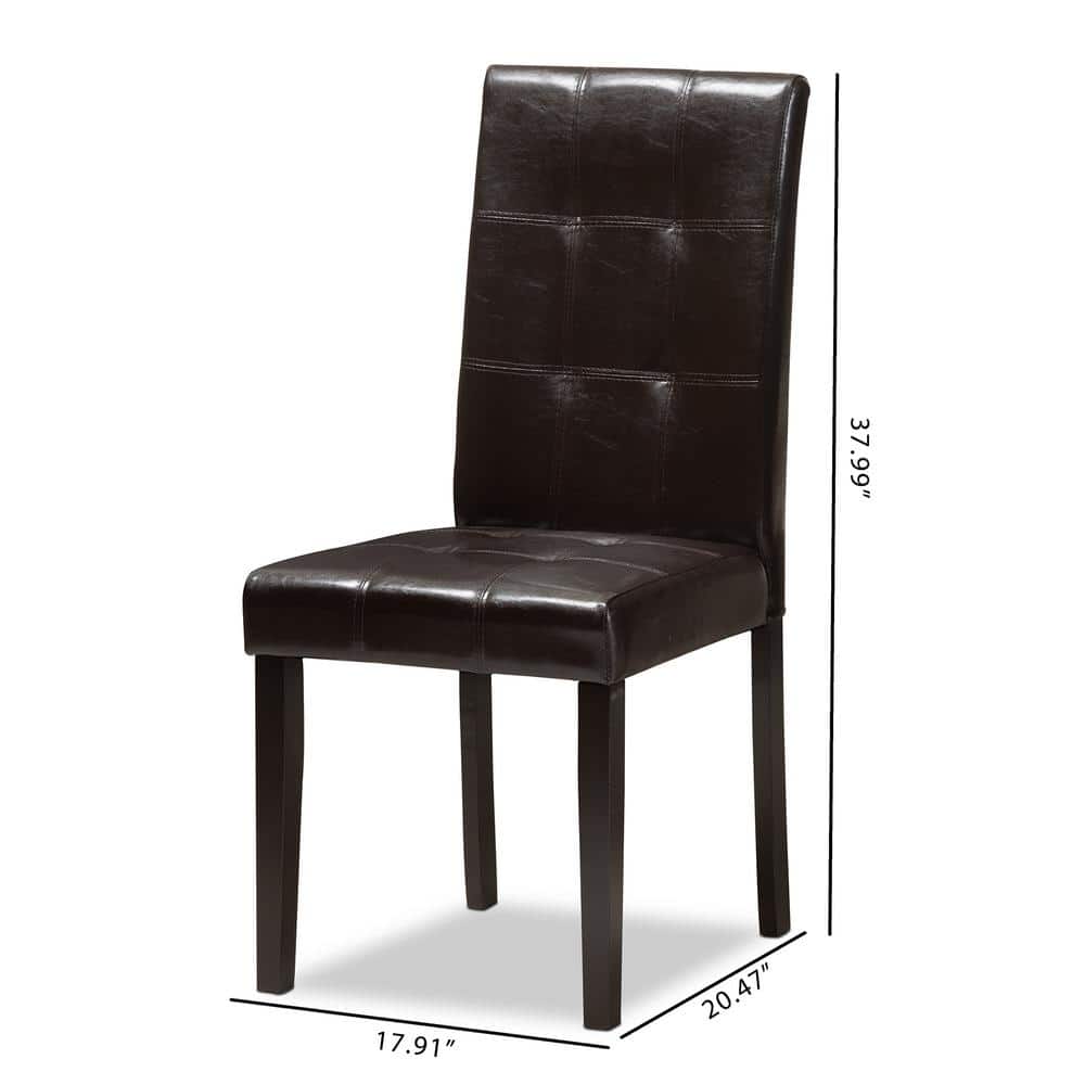 Avery Dark Brown Faux Leather Upholstered Parsons Side Chair Set