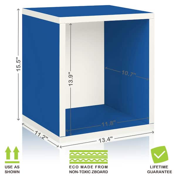 Way Basics Eco Stackable zBoard 11.2 x 13.4 x 12.8 Tool-Free Assembly Tall Storage Cube Unit Organizer in Blue
