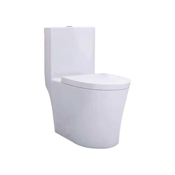 Wonchael 12"Rough-in Tall One Piece Elongated Toilet 1.1/1.6 GPF 3-in Dual Flush 18.5 Inches Comfortable Tall Bowl UF Soft Closing Seat,Glossy Ceramic