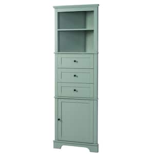 23 in. W x 13.4 in. D x 68.9 in. H Green Linen Cabinet with 3-Drawers and Adjustable Shelves