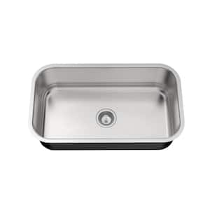 Builder 32 in. Undermount Single Bowl 18 Gauge Stainless Steel Kitchen Sink with Strainer