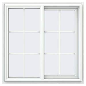 35.5 in. x 35.5 in. V-4500 Series White Vinyl Right-Handed Sliding Window with Colonial Grids/Grilles