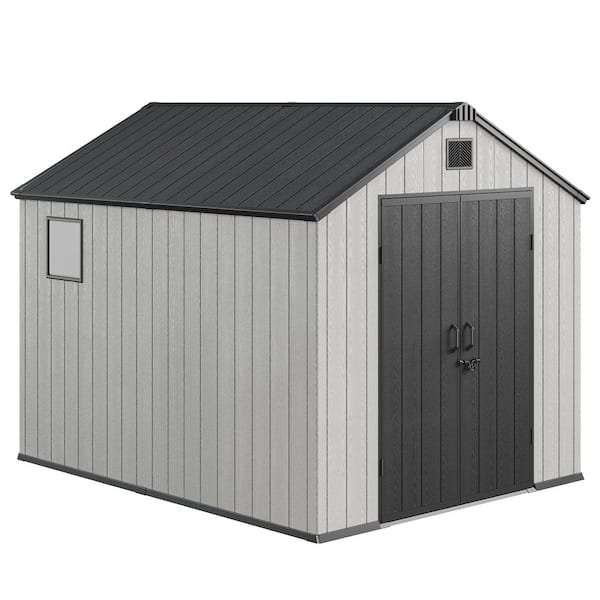 Epicpoplar 8 ft. W x 10 ft. D Resin Outdoor Storage Shed with
