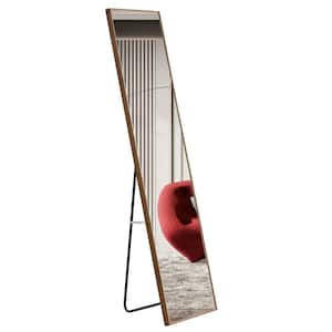 23 in. W x 65 in. H Brown Solid Wood Frame Full Length Mirror, Wall Mounted